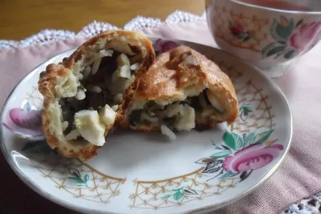 Пирожки с рисом, яйцом и зелёным луком: шаг 9