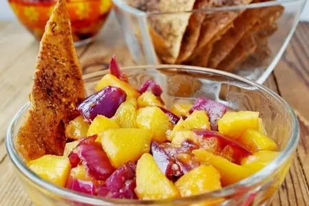 Персиковая сальса+чипсы из лаваша со специями: шаг 10