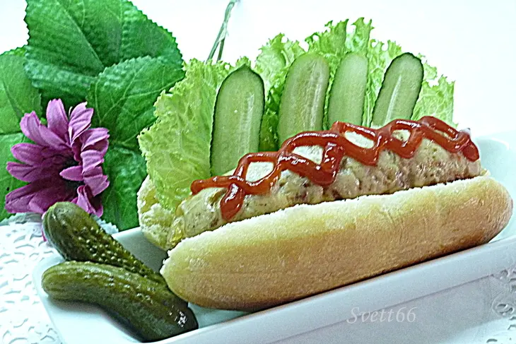 Хот-дог с домашней булочкой и куриной колбаской: шаг 8