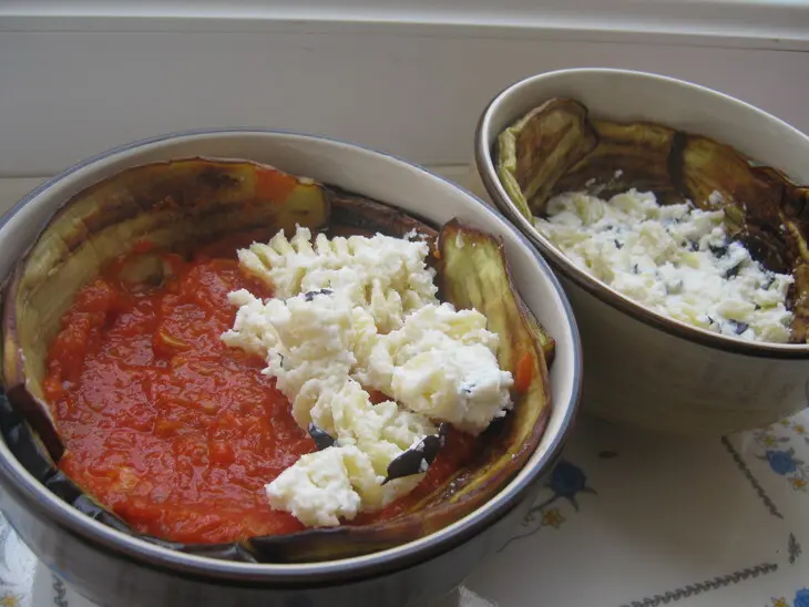 Баклажановые шары  - макароны с сыром запечённые в баклажанах (ricotta,eggplant and pasta timbales): шаг 8