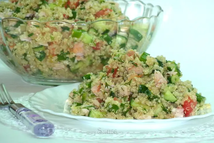 Салат с киноа, овощами и пастромой из куриной грудки: шаг 7
