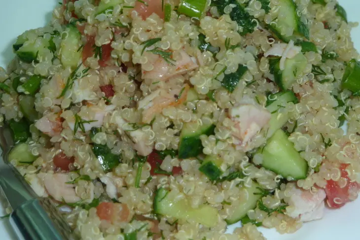 Салат с киноа, овощами и пастромой из куриной грудки: шаг 8