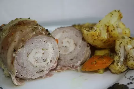 Мясные рулеты на пару: как свинушка с индюшкой подружились: шаг 9