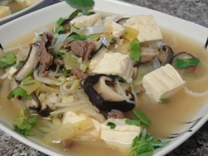 Вермишелевый суп с мясом,тофу и грибами: шаг 9