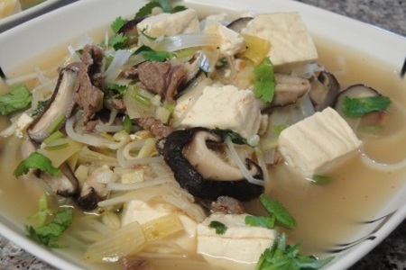 Вермишелевый суп с мясом,тофу и грибами: шаг 9