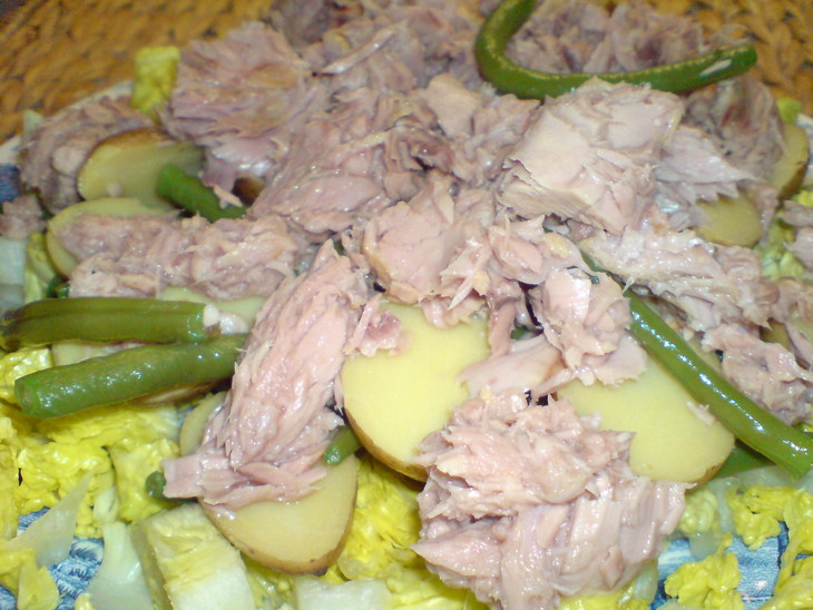 Ensalada de verano/салат из зелёной фасоли,картофеля и тунца: шаг 5