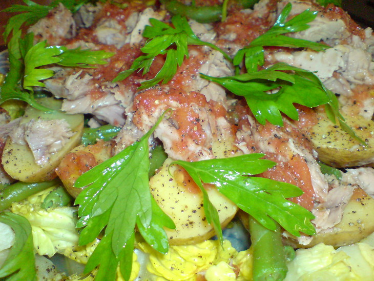 Ensalada de verano/салат из зелёной фасоли,картофеля и тунца: шаг 8