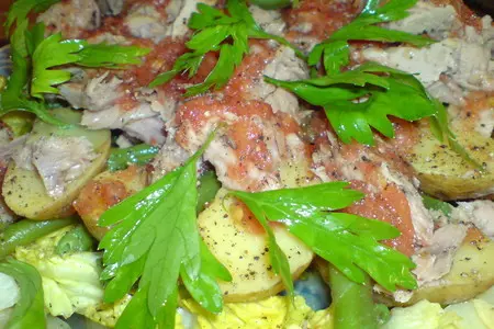 Ensalada de verano/салат из зелёной фасоли,картофеля и тунца: шаг 8