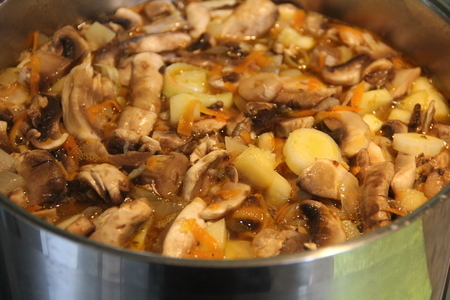 Луково кабачковый суп с грибами а-ля жульен  фм «суп из топора»: шаг 4