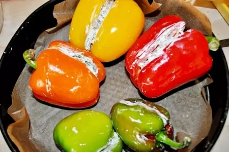 Запечённый перец,фаршированный вешенками и сыром.(дуэль): шаг 8