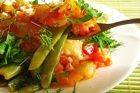 Стручковая фасоль с соусом из цуккини, сладкого перца и томатов: шаг 9
