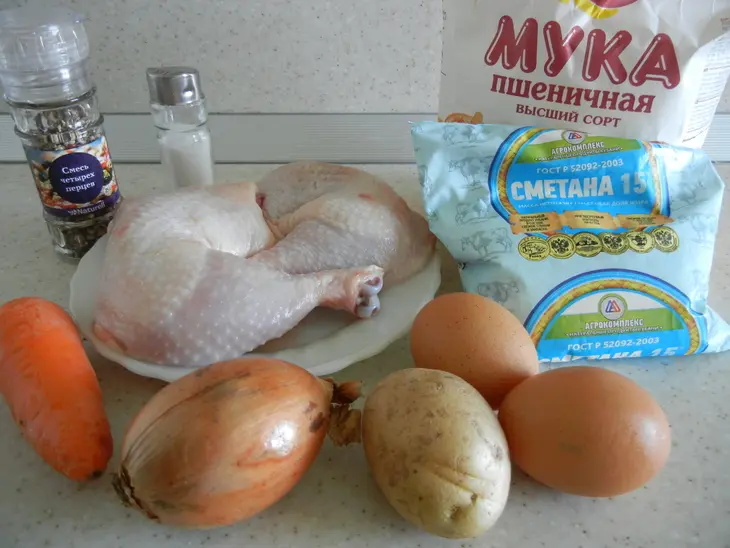 Пирог с курицей (усечённый вариант русского «курника» или татарского «зур белиш»): шаг 1