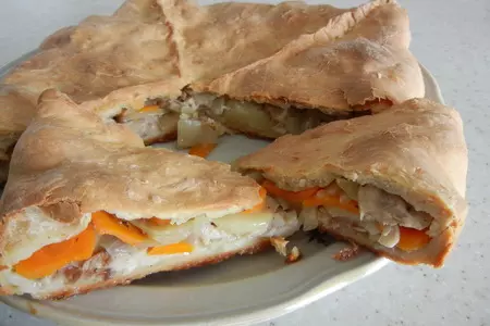 Пирог с курицей (усечённый вариант русского «курника» или татарского «зур белиш»): шаг 5