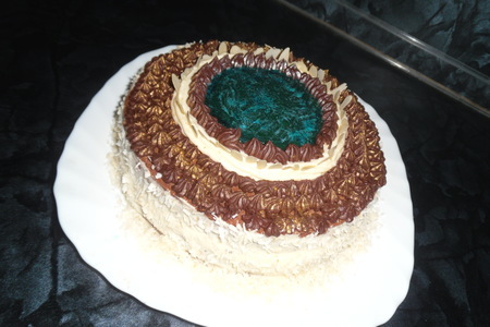 Шоколадный шифоновый торт с сливочным кремом и сюрпризом "озеро эвендим" : шаг 23