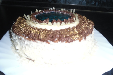 Шоколадный шифоновый торт с сливочным кремом и сюрпризом "озеро эвендим" : шаг 24