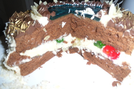 Шоколадный шифоновый торт с сливочным кремом и сюрпризом "озеро эвендим" : шаг 27