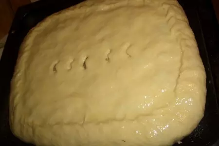 Дрожжевой пирог на манке с мясом,рисом и укропом: шаг 14