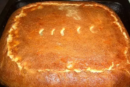Дрожжевой пирог на манке с мясом,рисом и укропом: шаг 15