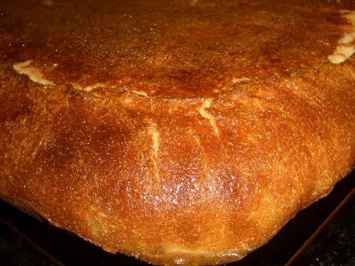 Дрожжевой пирог на манке с мясом,рисом и укропом: шаг 16
