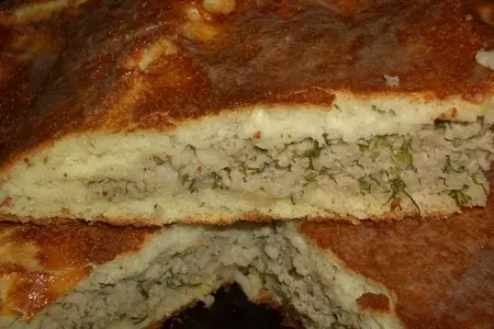 Дрожжевой пирог на манке с мясом,рисом и укропом: шаг 17
