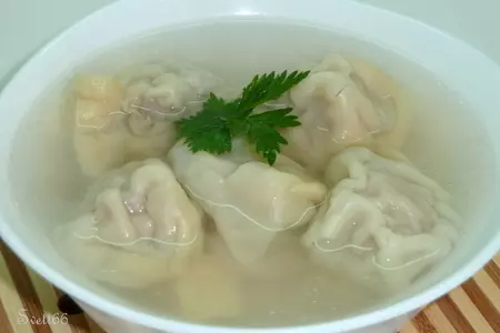 Эфам борёк чорбасы или туркменские пельмени с бульоном (кулинарный алфавит): шаг 9