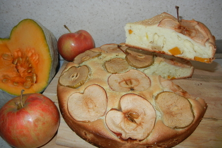 Яблочно-тыквенный бисквитный пирог «осень вдруг напомнила душе о самом главном»  : шаг 9