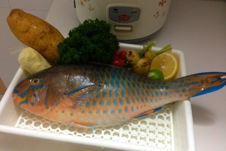 Рыбка на пару с лимонным маслом и цветным картофельным пюре: шаг 2