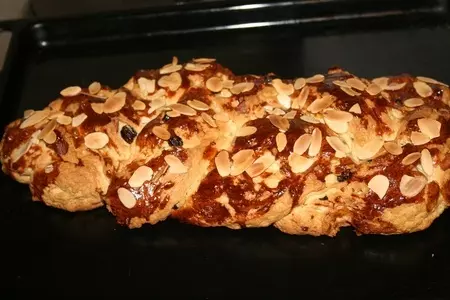 Ваночка с изюмом и миндалём (vánočka) чешский рождественский хлеб (фм): шаг 11