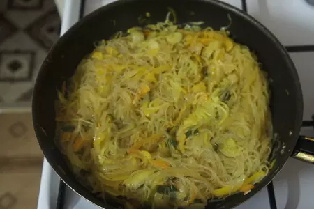 Фрунчоза с овощами и филе грудки цыпленка на гриле.: шаг 7
