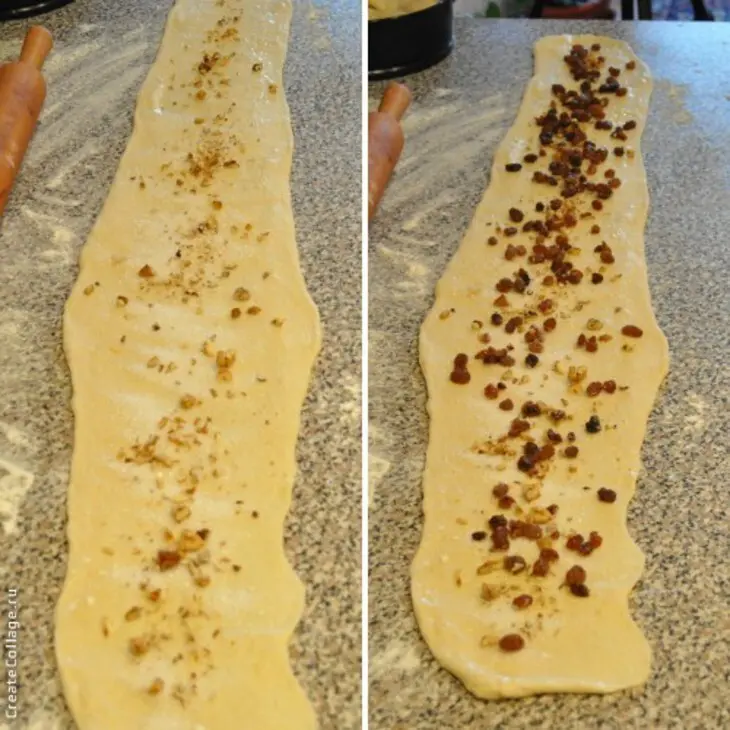 Змейка с  орехами и черносливом.: шаг 3