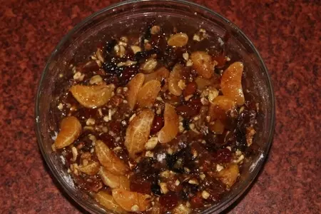 Рождественский пирог с орехами, сухофруктами, мандаринами и алкогольными нотками: шаг 14