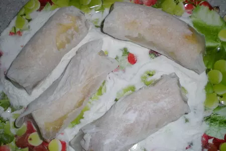Бананы, жареные в рисовой бумаге, с кокосово-карамельным соусом: шаг 3