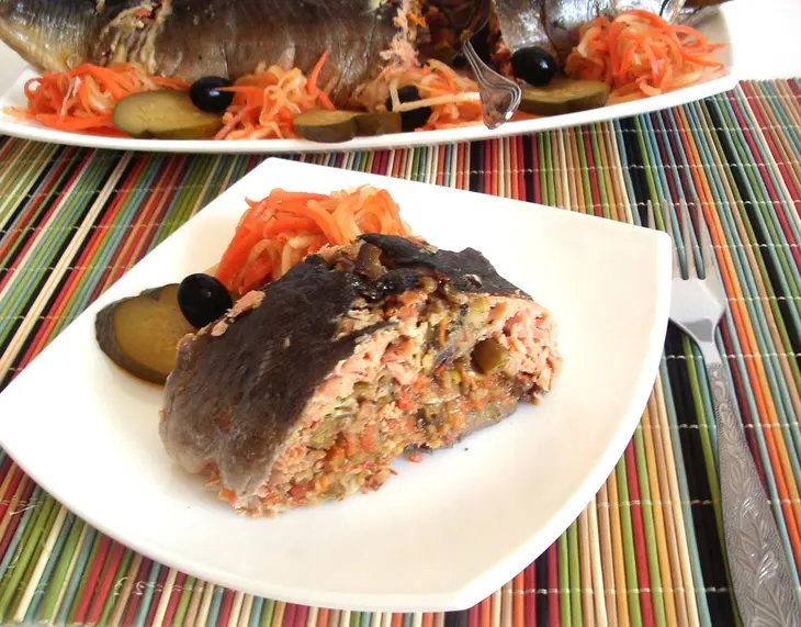 Горбуша, фаршированная овощами: шаг 5