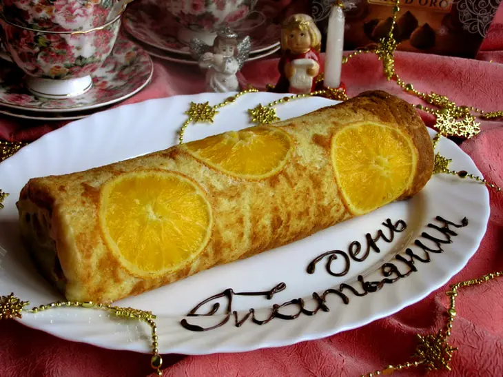 Цитрусовый бисквитный рулет: шаг 20