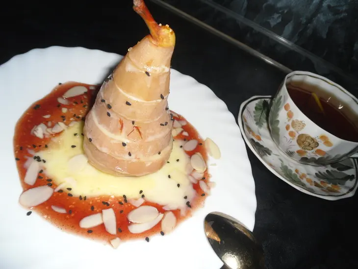 Десерт из груш, белого шоколадного ганаша и вина "the pear tower": шаг 15