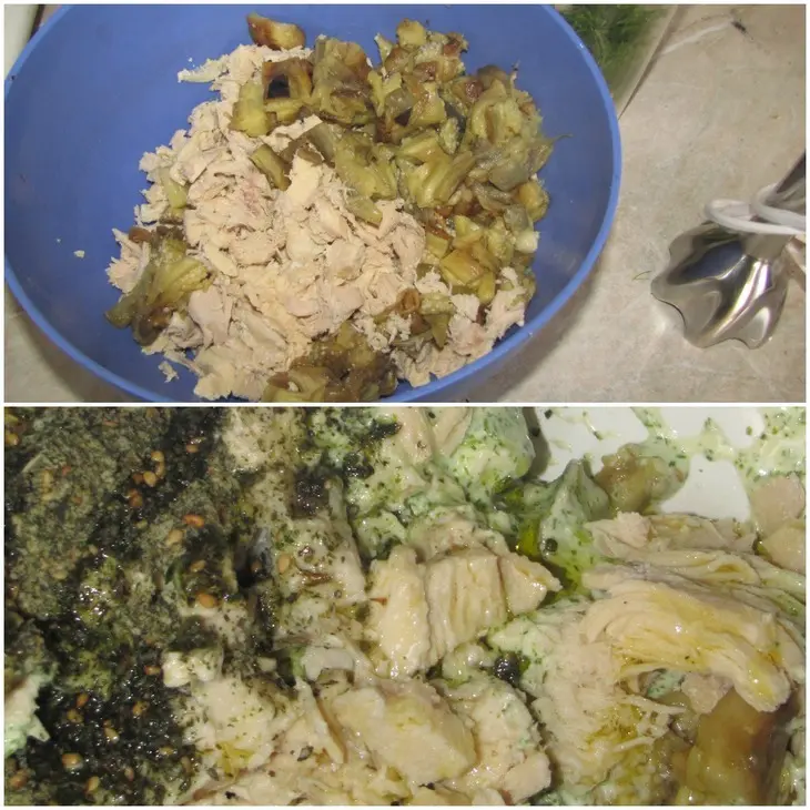 Порционный салат из куриной грудки и запеченых баклажанов: шаг 1