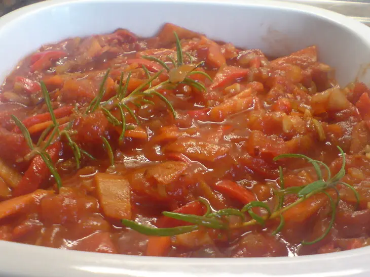 Шницель запечённый с овощами  alla bolognese…..: шаг 4