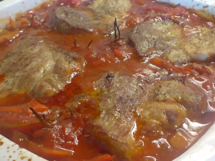 Шницель запечённый с овощами  alla bolognese…..: шаг 6