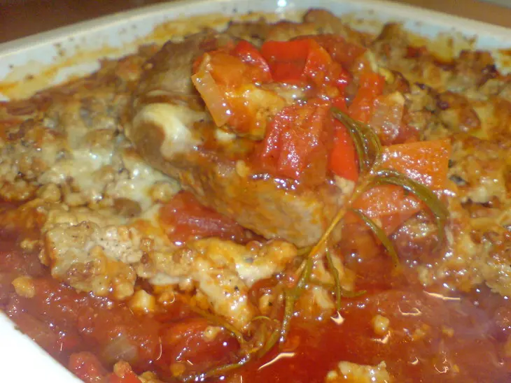 Шницель запечённый с овощами  alla bolognese…..: шаг 9