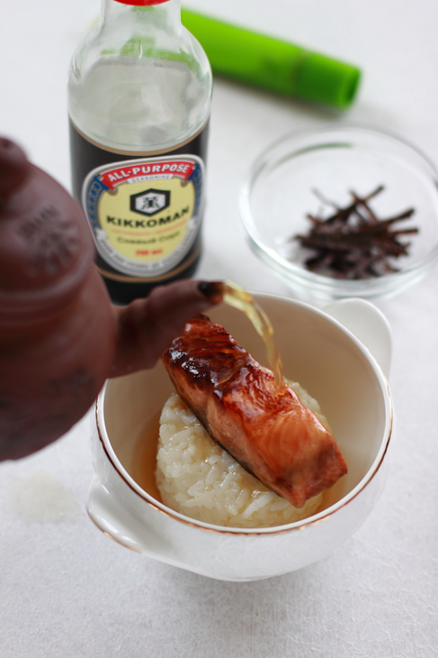 Отя-дзуке // рис с зеленым чаем и лососем: шаг 4