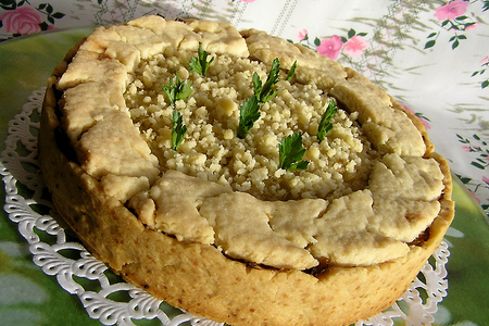 Мясной пирог с рисом, карамелизированным луком и яблоками: шаг 15