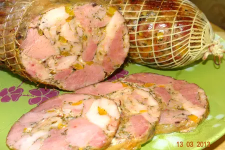 Рулет закусочный из курицы и индейки: шаг 8