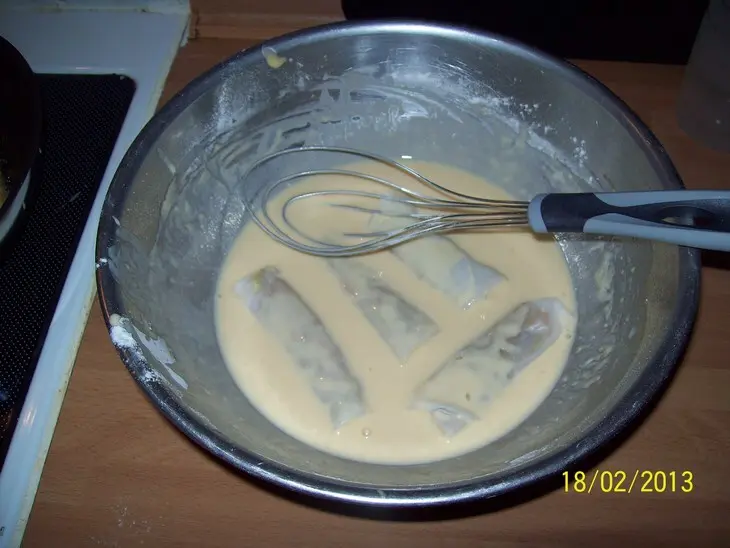 Рисовые блинчики с овощной начинкой в кляре.frülingsrollen.: шаг 6