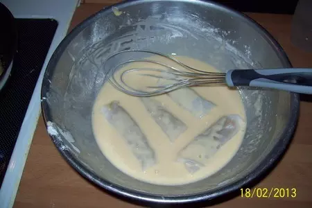 Рисовые блинчики с овощной начинкой в кляре.frülingsrollen.: шаг 6