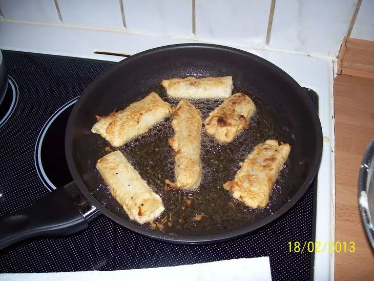 Рисовые блинчики с овощной начинкой в кляре.frülingsrollen.: шаг 7