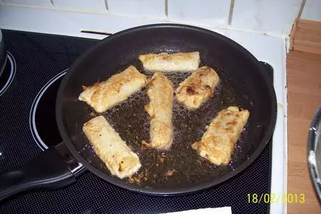 Рисовые блинчики с овощной начинкой в кляре.frülingsrollen.: шаг 7