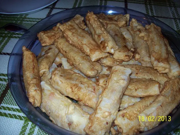 Рисовые блинчики с овощной начинкой в кляре.frülingsrollen.: шаг 8
