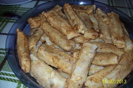 Рисовые блинчики с овощной начинкой в кляре.frülingsrollen.: шаг 8