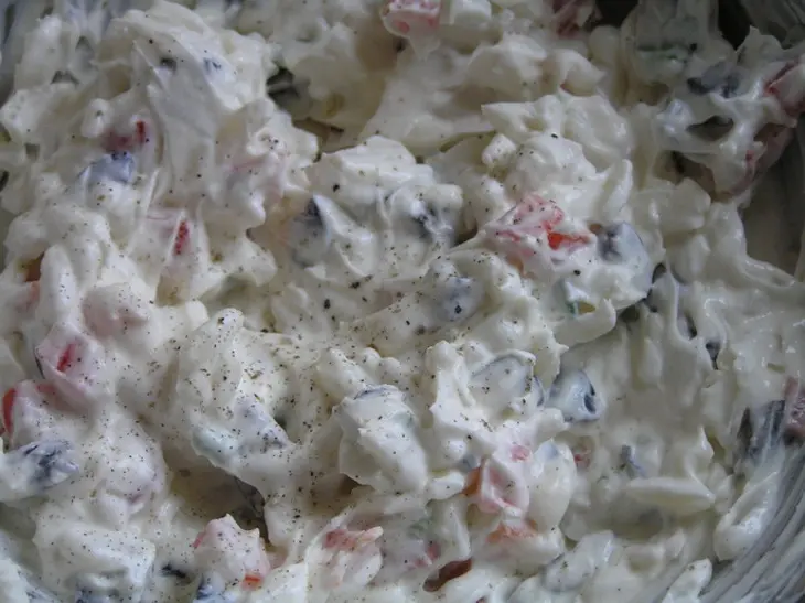 Картофельные эклеры с творожным сыром, рисом, овощами и зеленью: шаг 17