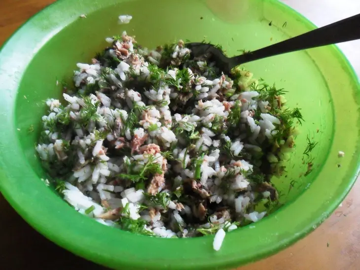 Открытый пирог с рисом и тунцом: шаг 4